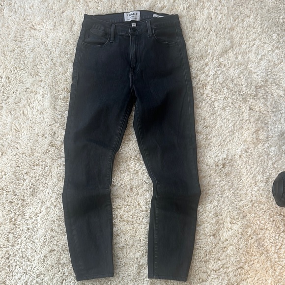 FRAME LE high skinny charcoal coated jeans 25 - Picture 2 of 8